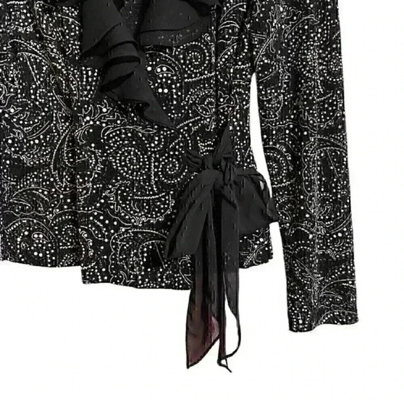 Alex Evenings Blouse Petite Black Embellished Wrap Style Holiday Party New Year - Picture 5 of 8